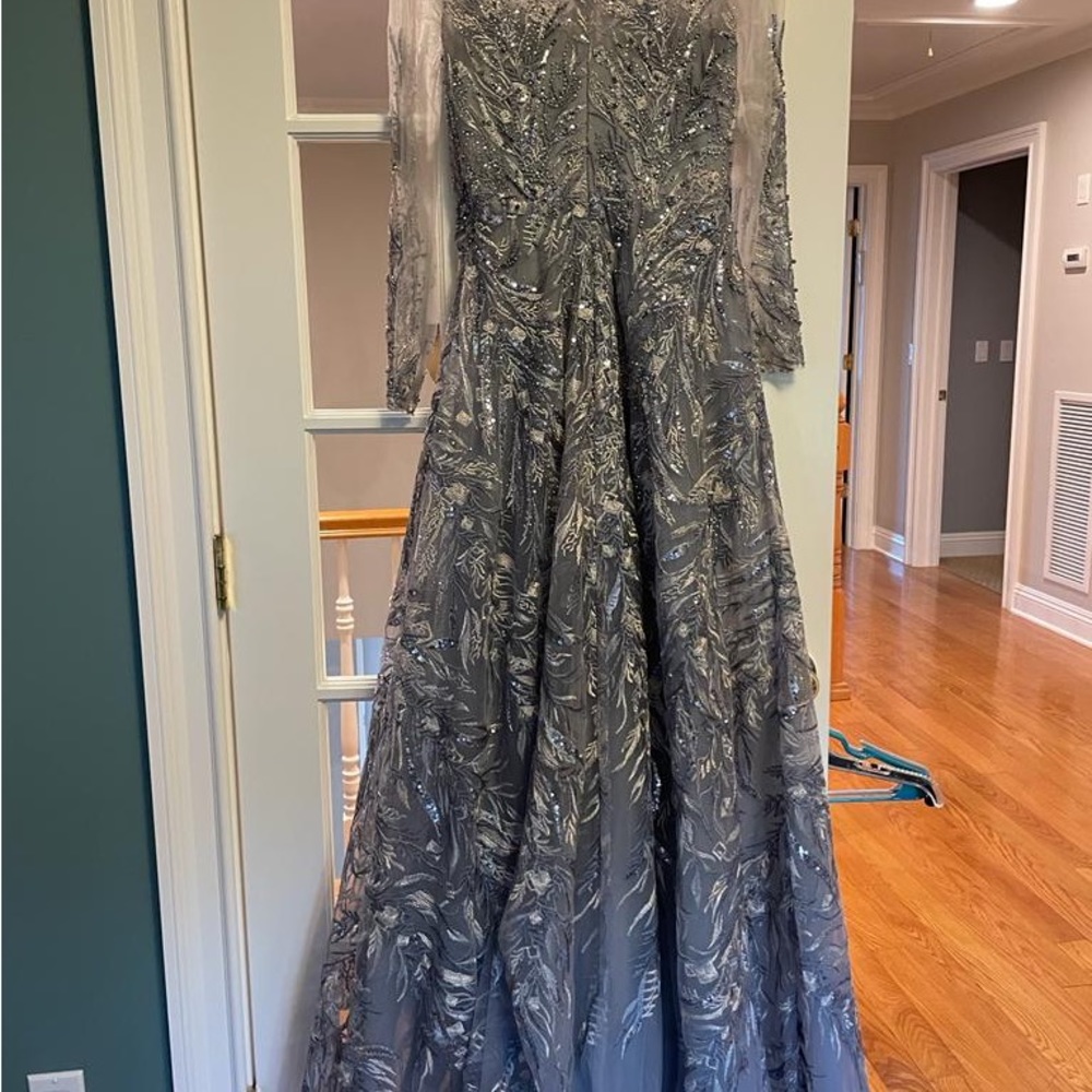 Lara silver sequin gown